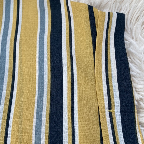 Lara Fashion Striped Linen-Look Top 💗 Gold Navy & White - Picture 7 of 13